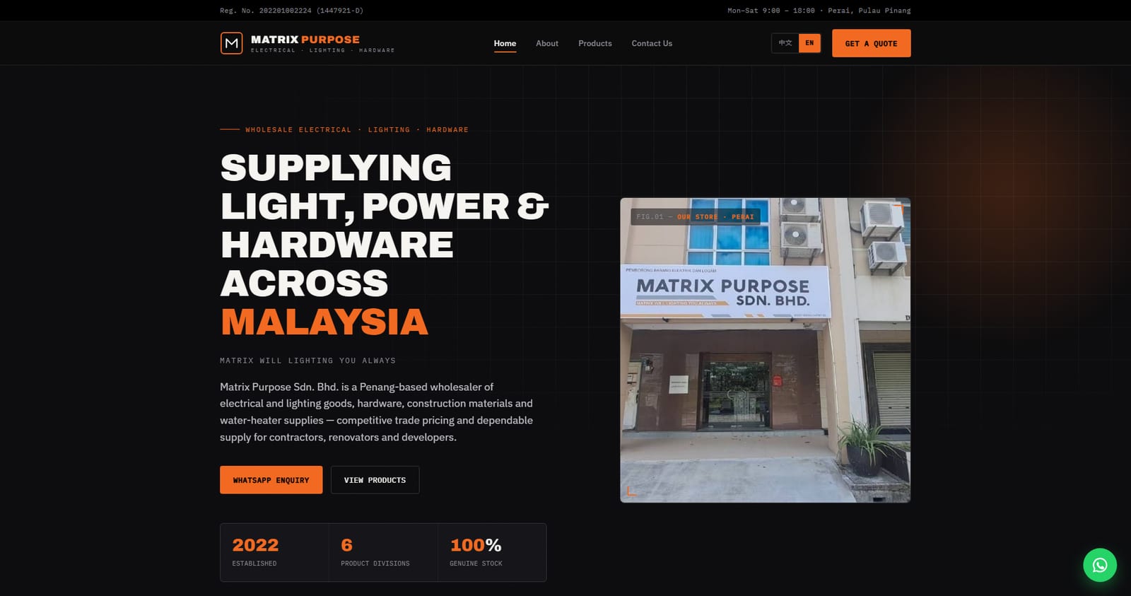 Matrix Purpose — electrical and hardware wholesale website by Bliss Aura
