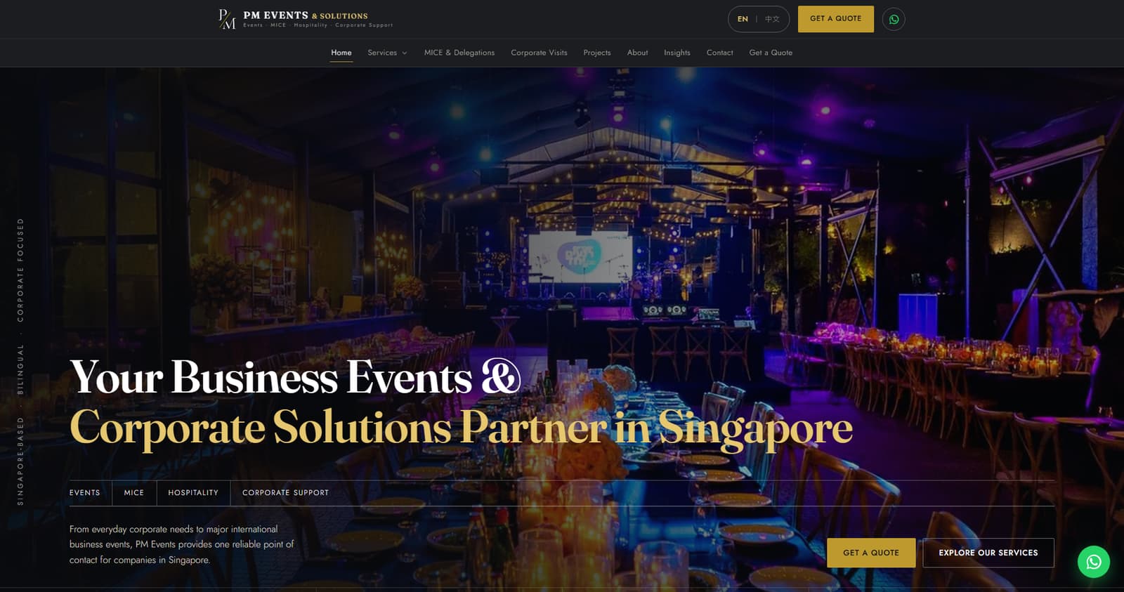 PM Events & Solutions — Singapore corporate events and MICE website by Bliss Aura