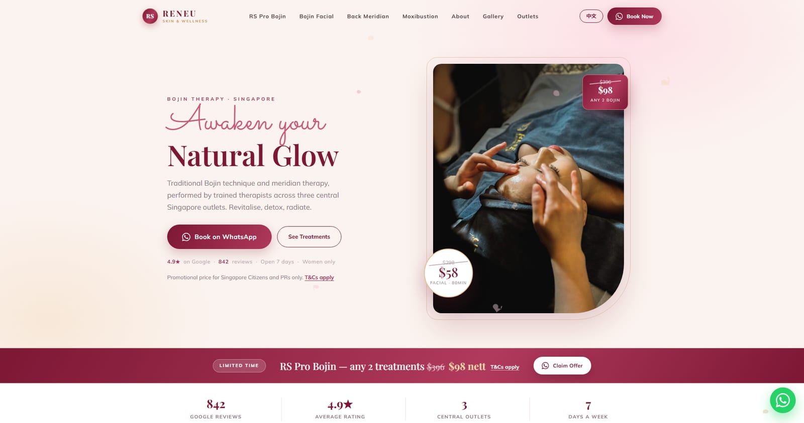 RENEU Skin and Wellness — Singapore bojin and facial spa website by Bliss Aura