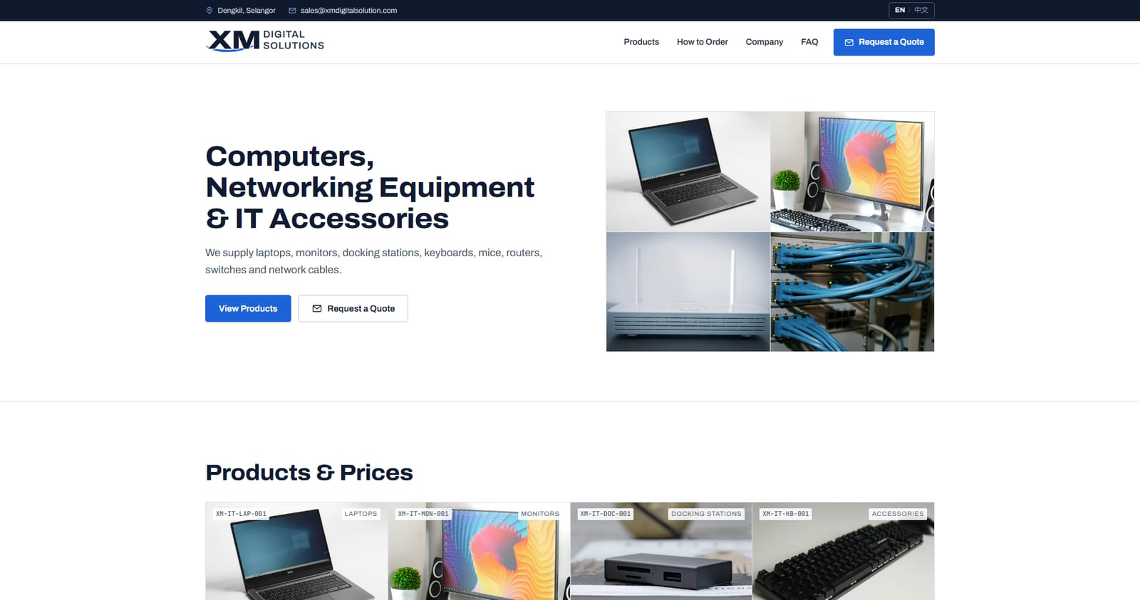 XM Digital Solutions — computer and networking equipment supplier website by Bliss Aura